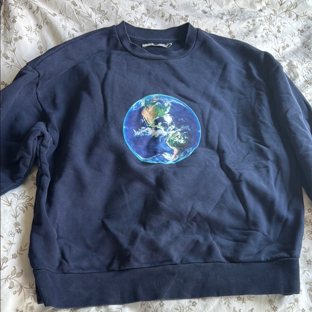 Pangaia Navy Blue Earth Print Men's Sweater